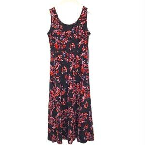Tropical Print Sleeveless midi dress Women Size M NWOT